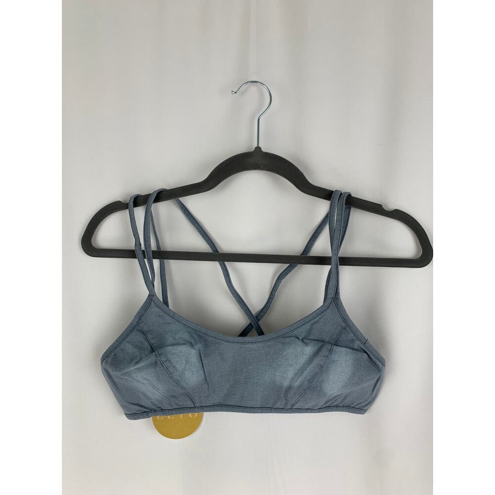 Leto Denim Strappy Cop Top Womens Small New Boho Sleeveless Blue Chambray